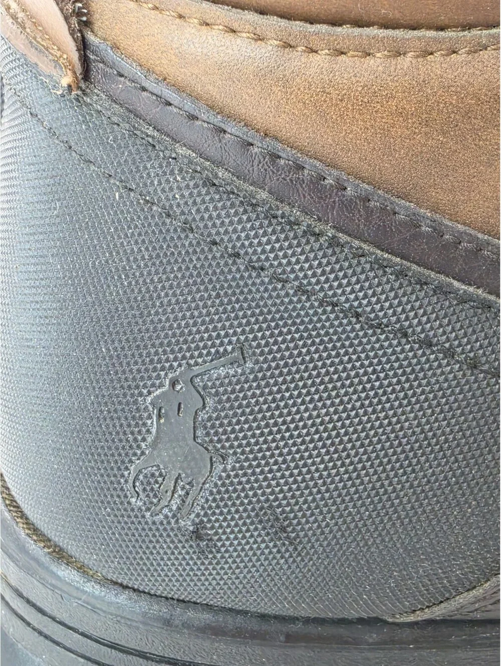 Polo Ralph Lauren Hardy II Brown Black Leather Duck Boots Shoes Mens Size 12 D